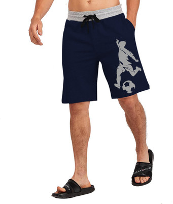 JUGULAR Printed Men Dark Blue Regular Shorts