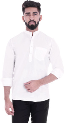 ELEPANTS Men Solid Straight Kurta(White)