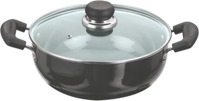 17% OFF on Vinod by Vinod Cookware Black Pearl Hard Anodised Non Stick Alluminium Kadhai 20cm with Glass Lid Kadhai 20 cm diameter with Lid 1 L capacity(Hard Anodised, Non-stick)