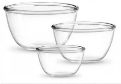 TREO Glass Serving Bowl(Pack of 3, Clear)