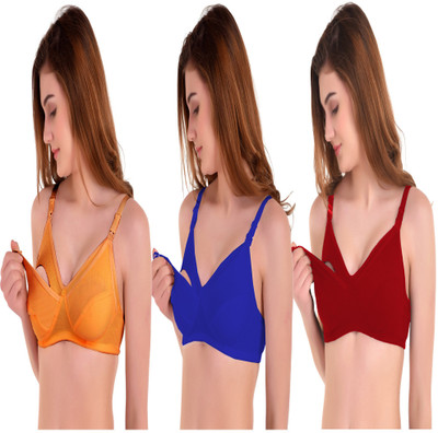 MOMCARE Premium Women Maternity/Nursing Non Padded Bra(Multicolor)