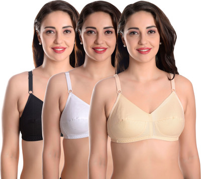 Featherline Pure Cotton Non Padded Perfect Fitted Women's Everyday Bras Women Minimizer Non Padded Bra(Multicolor)