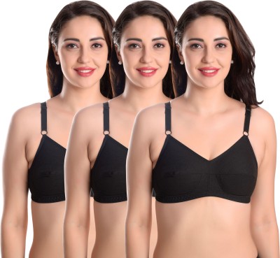 Featherline Pure Cotton Non Padded Perfect Fitted Women's Everyday Bras Women Minimizer Non Padded Bra(Black)