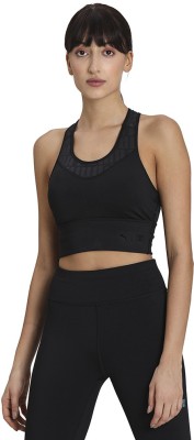 PUMA Mid Impact FM Long Line Women Sports Lightly Padded Bra(Black)