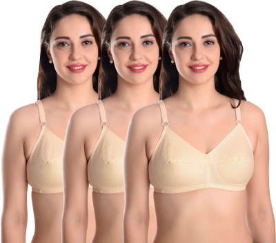 Featherline Pure Cotton Non Padded Perfect Fitted Women's Everyday Bras Women Minimizer Non Padded Bra(Beige)