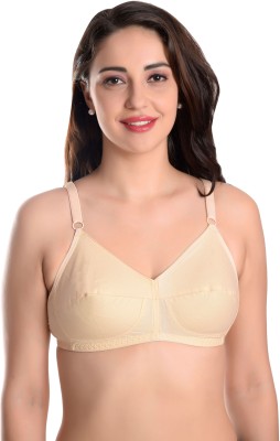 Featherline Pure Cotton Non Padded Perfect Fitted Women's Everyday Bras Women Minimizer Non Padded Bra(Beige)