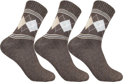QUEERY Men Argyle Mid-Calf/Crew(Pack of 3)