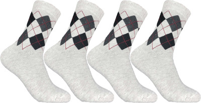 QUEERY Men Argyle Mid-Calf/Crew(Pack of 4)