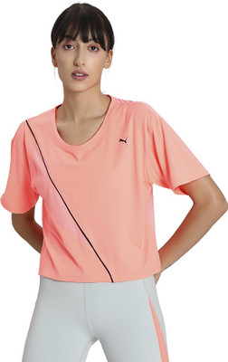 PUMA Solid Women Round Neck Pink T-Shirt