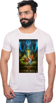 NITYANAND CREATIONS Graphic Print Men Round Neck White T-Shirt