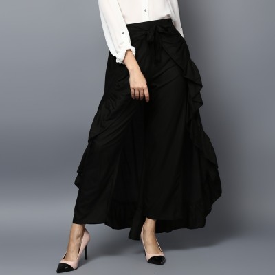 STYLESTONE Flared Women Black Trousers