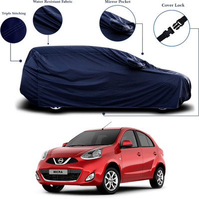 ANTHUB Car Cover For Nissan Micra (With Mirror Pockets)(Blue)
