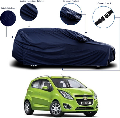 ANTHUB Car Cover For Chevrolet Beat (With Mirror Pockets)(Blue)