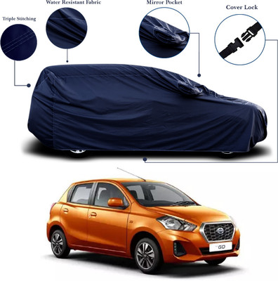 ANTHUB Car Cover For Nissan Go (With Mirror Pockets)(Blue)