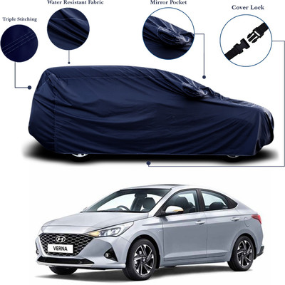 ANTHUB Car Cover For Hyundai Fluidic Verna (With Mirror Pockets)(Blue)