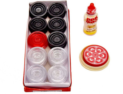 SSS Carrom Coin Set with Striker and Carrom Powder Carrom Pawns(Pack of 20)