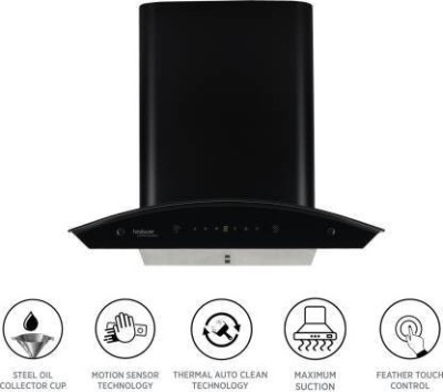 Hindware Oasis Black 60 Cm Wall Mounted Chimney For Kitchen, Auto Clean...