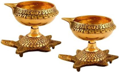 Flipkart SmartBuy Tortoise Kuber Brass (Pack of 2) Table Diya Set(Height: 2 inch)