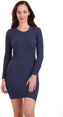 Joe Hazel Women Bodycon Dark Blue Above Knee/Mid Thigh Length Dress