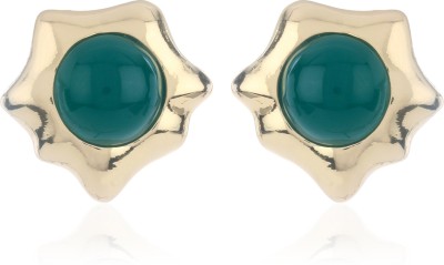 Estele Green Button Studs latesh design for women Alloy Stud Earring