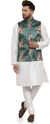 kaifoo Men Kurta Churidar Ethnic Jacket Set
