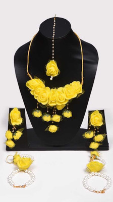 Rozec Fabric Yellow Jewellery Set(Pack of 1)