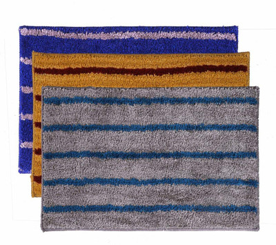 SR Handloom Polyester Door Mat(Multicolor 3, Small, Pack of 3)