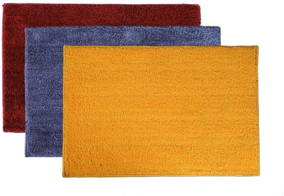 SR Handloom Polyester Door Mat(Multicolor 4, Small, Pack of 3)