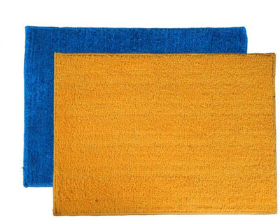 SR Handloom Polyester Door Mat(Multicolor 2, Small, Pack of 2)