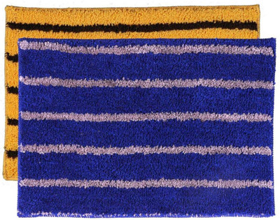 RM Handloom Polyester Door Mat(Multicolor 6, Small, Pack of 2)