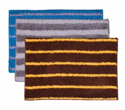 SR Handloom Polyester Door Mat(Multicolor 2, Small, Pack of 3)