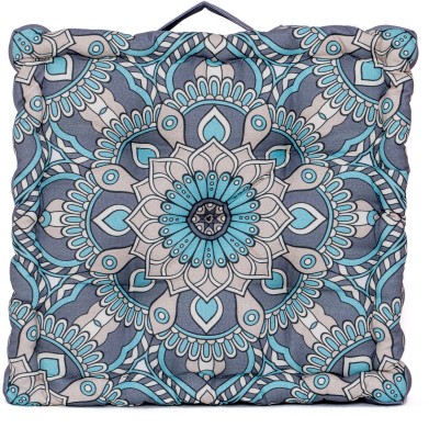 Ixora Decor Polyester Fibre Motifs Floor Cushion Pack of 1(Blue)