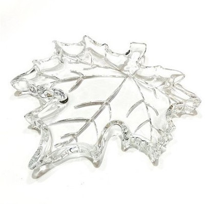 Maples GLASS FRUIT PLATE LEAF SHAPE MAPLE LEAF SHAPE SERVING TRAY CLEAR LARGE TRANSPARENT (PACK OF 1) Tray(Microwave Safe)
