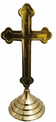 salvusappsolutions Catholic Christian Cross of Jesus Christ Statue 6.5x2.5INCH Jesus Holy Cross for Home Decor, Jesus Cross Idol Decorative Showpiece  -  16 cm(Brass, Gold)