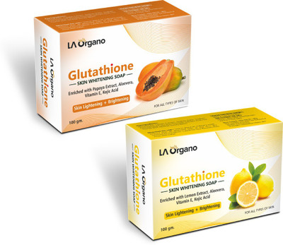LA Organo Papaya & Lemon Soap For Lightening & Brightening For All Skin Type (Pack of 2)(2 x 100 g)