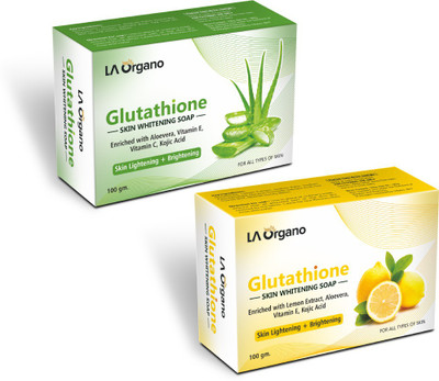 LA Organo Aloe Vera & Lemon Soap For Lightening & Brightening For All Skin Type (Pack of 2)(2 x 100 g)