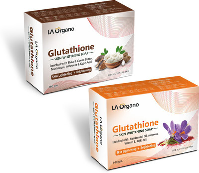 LA Organo Shea Coco Butter & Kumkumadi Soap For Lightening & Brightening For All Skin Type (Pack of 2)(2 x 100 g)