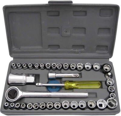 MD Retail 40Pcs/Set Wrench Set | Car Sleeve Combination Car Screw Removal Installation Tool | Home Garage Workshop Hand Tools | Combination Wrench Sockets Adapter | Emergency Tool Socket Set(Pack of 40)