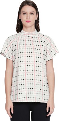 Annabelle by Pantaloons Casual Half Sleeve Checkered Women White, Black, Pink Top