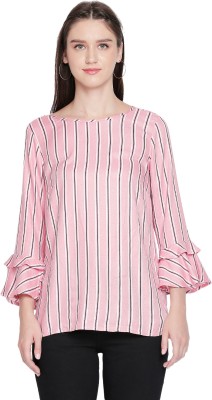 Honey By Pantaloons Casual Layered Sleeve Printed Women Pink Top