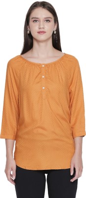 Honey By Pantaloons Casual Full Sleeve Solid Women Yellow Top