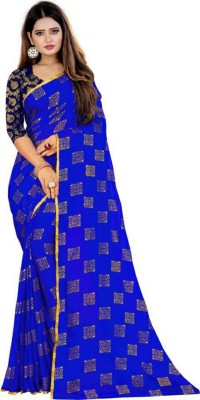 Stylish Sarees Self Design, Printed, Embellished Bollywood Chiffon Saree(Multicolor)