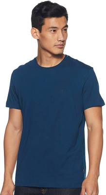 VAN HEUSEN Solid Men Round Neck Blue T-Shirt