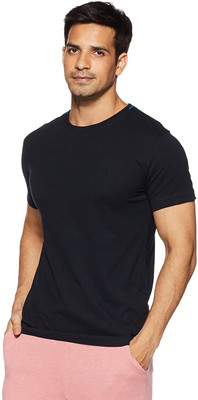 VAN HEUSEN Solid Men Round Neck Black T-Shirt
