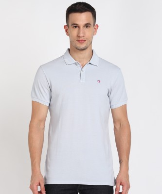 Scotch and Soda Solid Men Polo Neck Grey T-Shirt