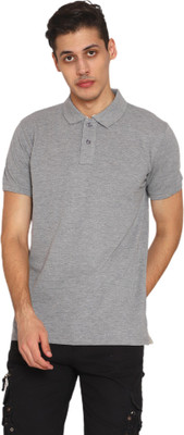 Arbour Self Design Men Polo Neck Grey T-Shirt