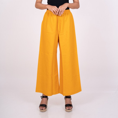 Make my cloth Flared Women Yellow Trousers