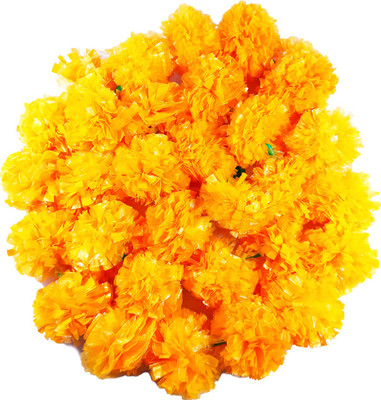 La Esthetic Orange Marigold Artificial Flower(60 inch, Pack of 5, Garlands)