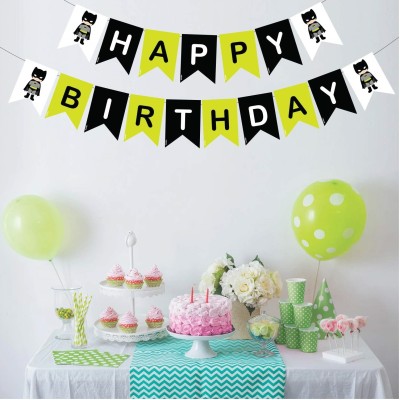 Balloons Happy Birthday Bunting Banner / Banner for Birthday Party / Birthday Decoration Material / Photo Banner for Birthday Decoration Items for Boys & Girls (Batman Birthday Banner) Banner(5 ft, Pack of 1)