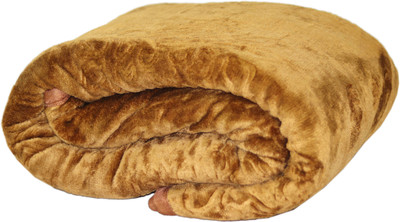 SIMAM Self Design Double Mink Blanket for  AC Room(Polyester, Gold)